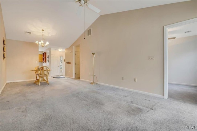 unfurnished living room with visible vents, carpet floors, and baseboards