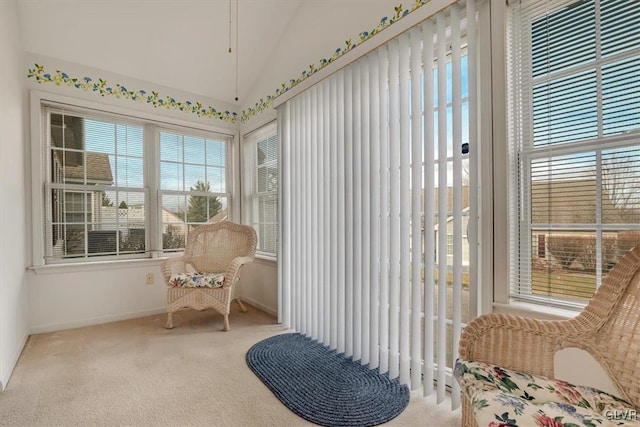 sunroom with lofted ceiling