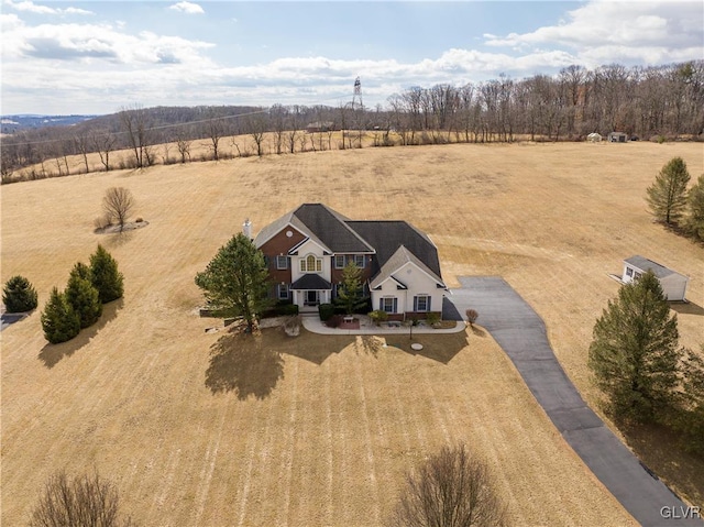 drone / aerial view featuring a rural view