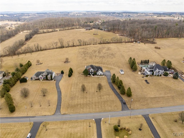 aerial view featuring a rural view