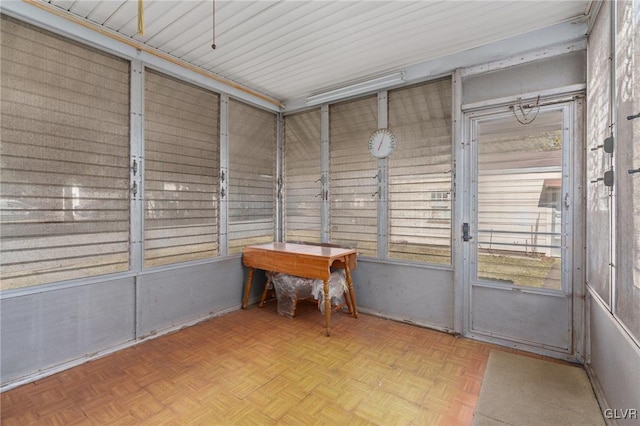 view of unfurnished sunroom