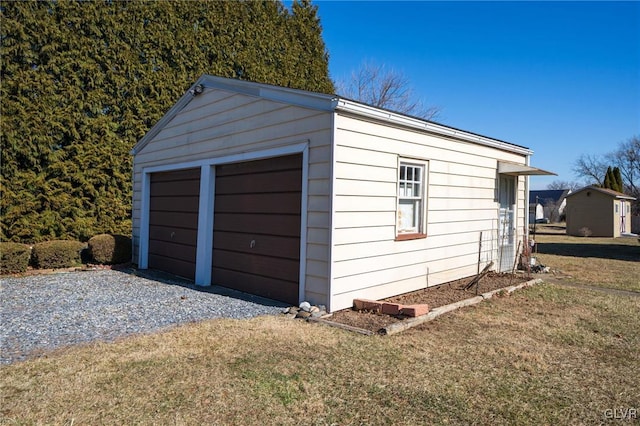 view of detached garage