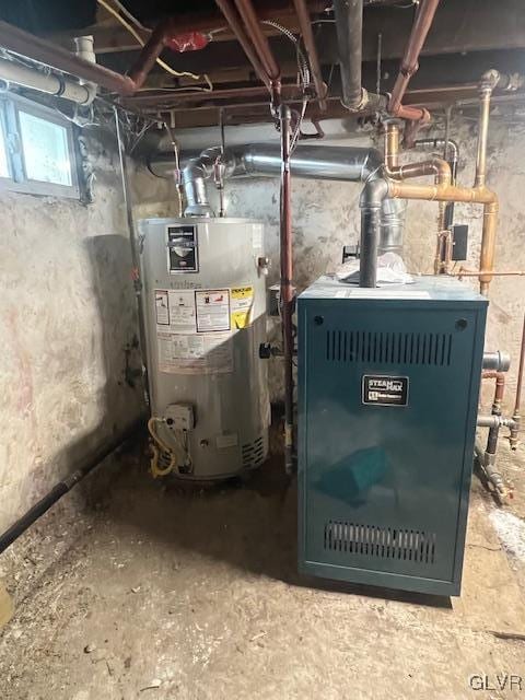 utility room with gas water heater