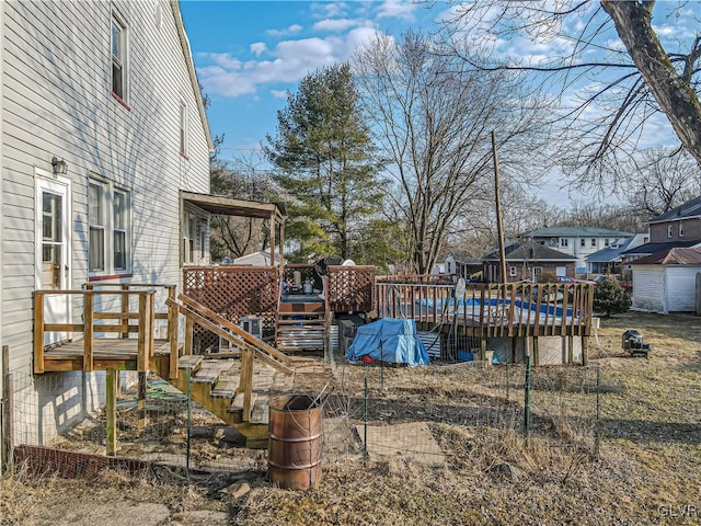 view of yard with a deck