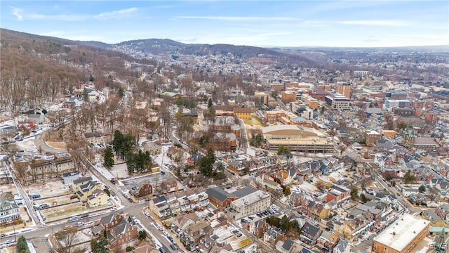 aerial view with a mountain view