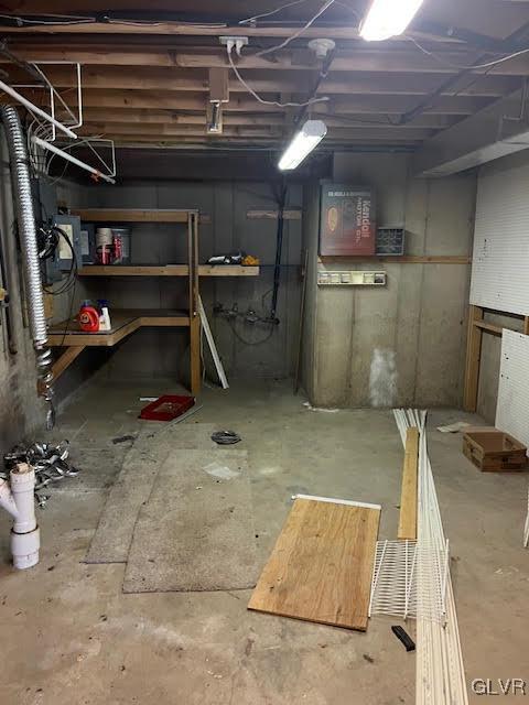 view of unfinished basement