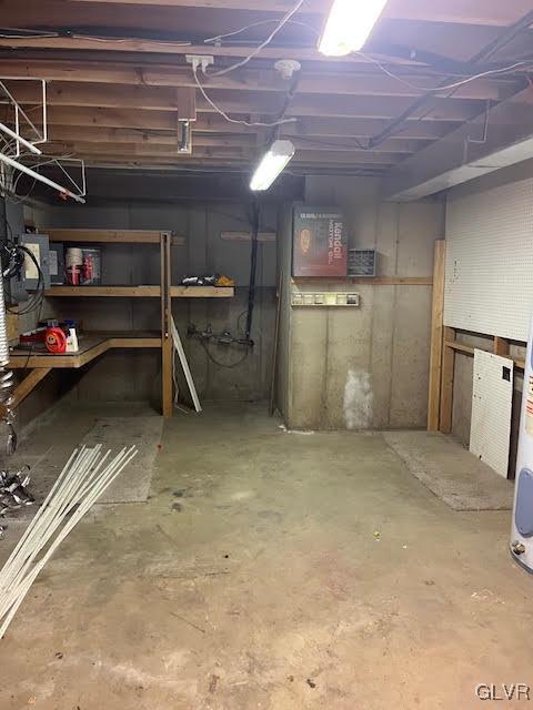 view of unfinished basement