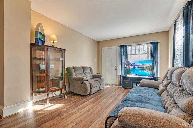 living area with light wood finished floors