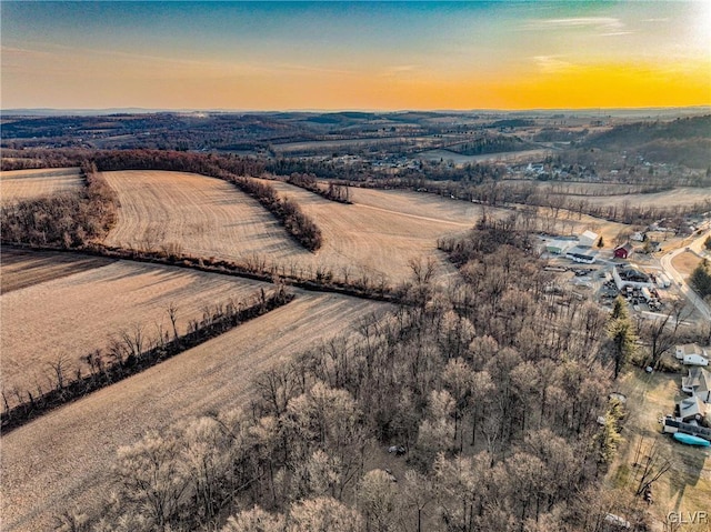 aerial view featuring a rural view