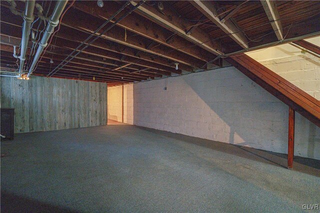 view of unfinished basement