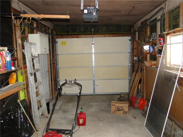 garage with a garage door opener