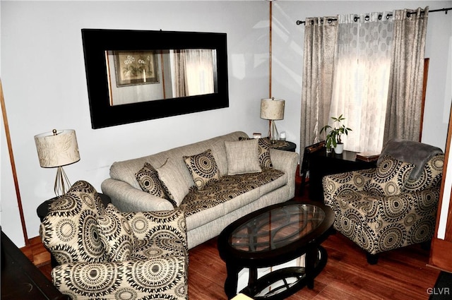 living area with wood finished floors