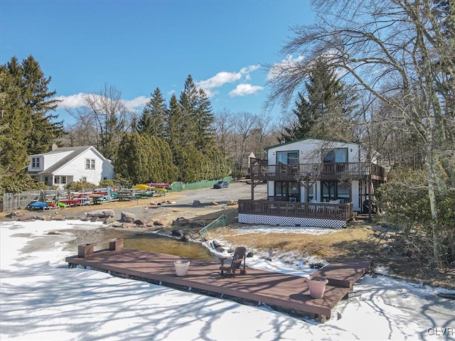 view of yard featuring a wooden deck