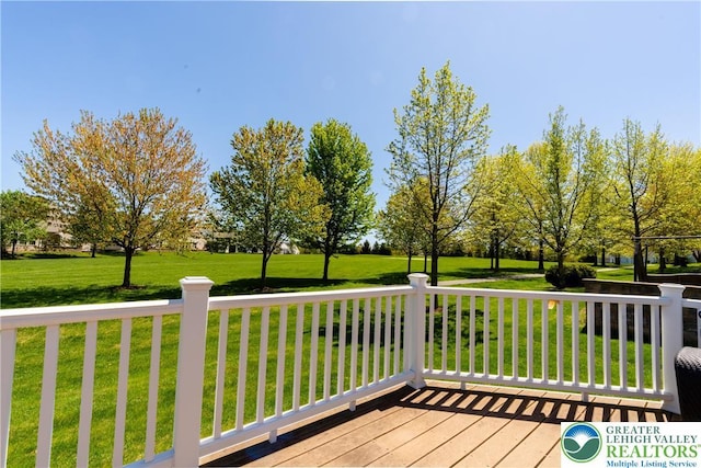 deck with a lawn