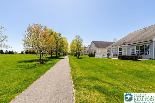 view of home's community with a lawn