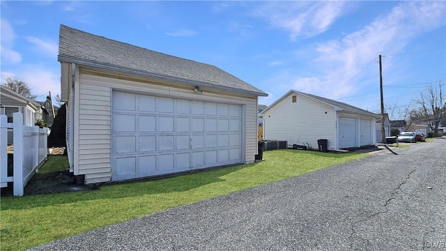 view of detached garage