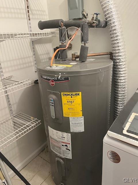 utility room with water heater