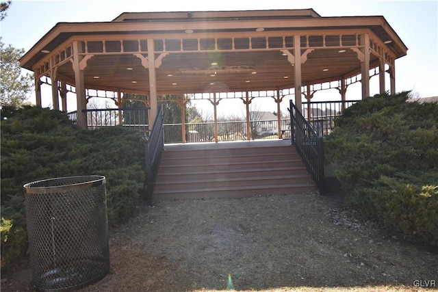 view of patio featuring a gazebo