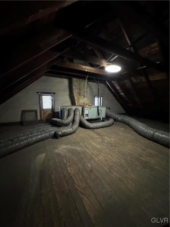 view of unfinished attic