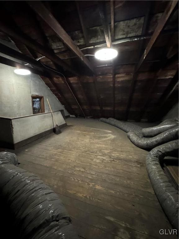 view of unfinished attic