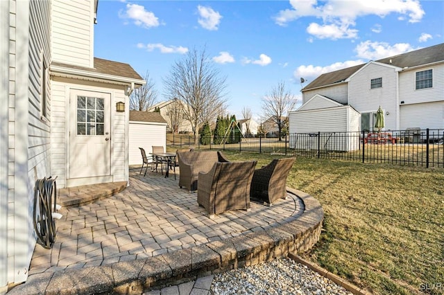 view of patio / terrace featuring outdoor dining area and a fenced backyard