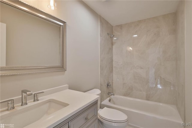 full bath with vanity, toilet, and shower / bathtub combination