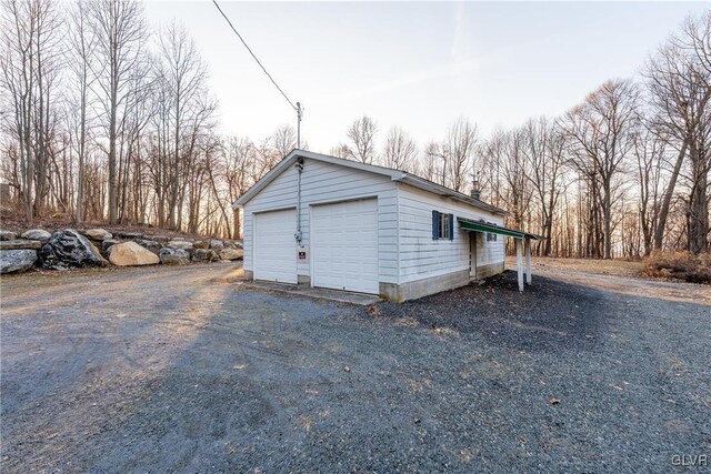 view of detached garage