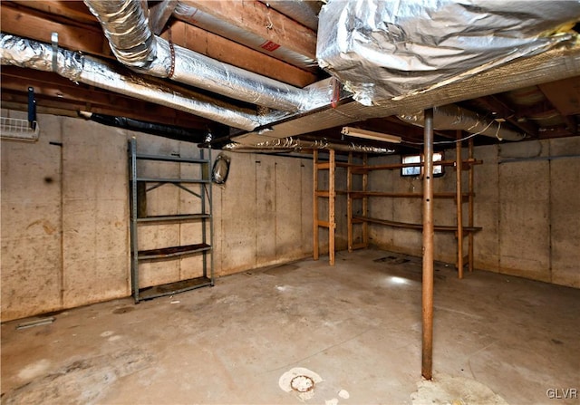 view of unfinished basement