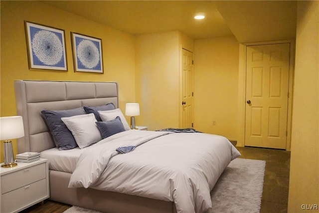 bedroom with recessed lighting