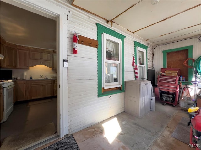 entrance to property with a sink