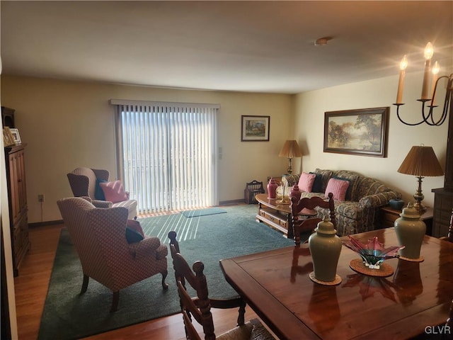 living room featuring baseboards