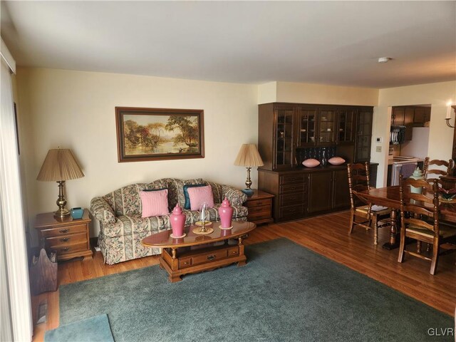 living area featuring wood finished floors