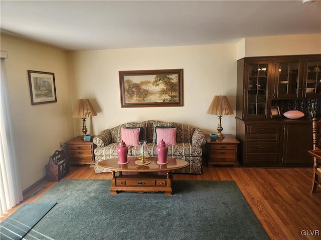 living area with wood finished floors