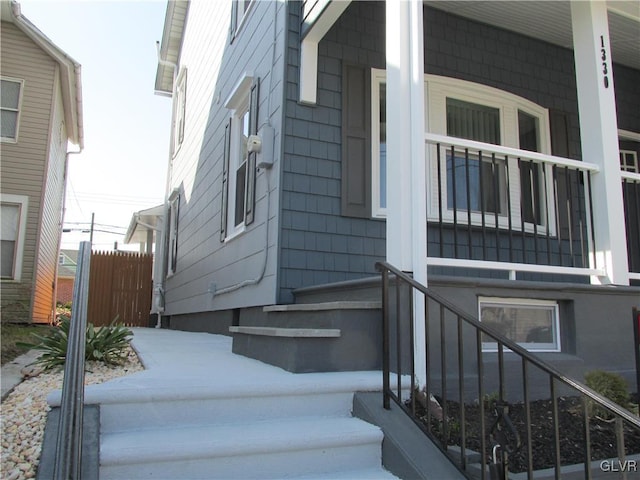 view of home's exterior featuring covered porch