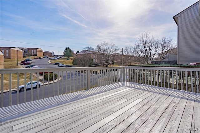 deck with a residential view