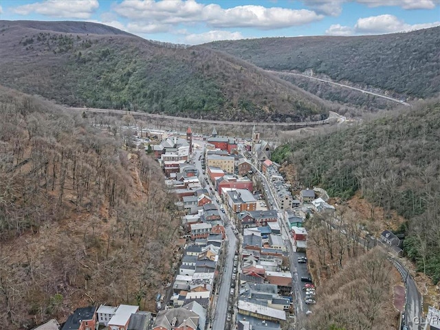 129 W Broadway, Jim Thorpe Boro, PA 18229 - aerial overview of property's location with mountains and a heavily wooded area
