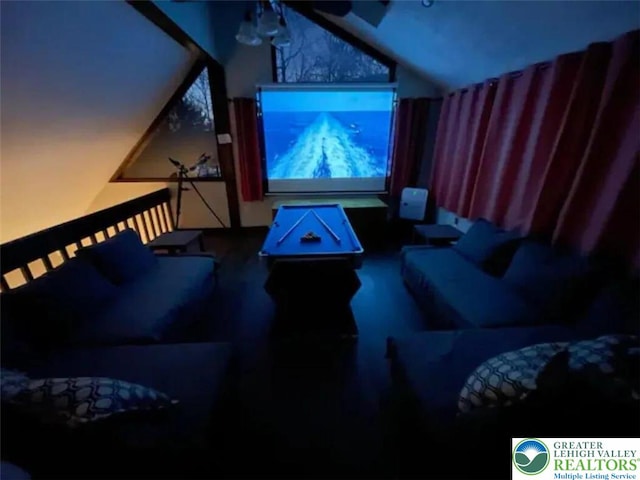 156 Poplar Pl, Tunkhannock Township, PA 18610 - cinema room with vaulted ceiling