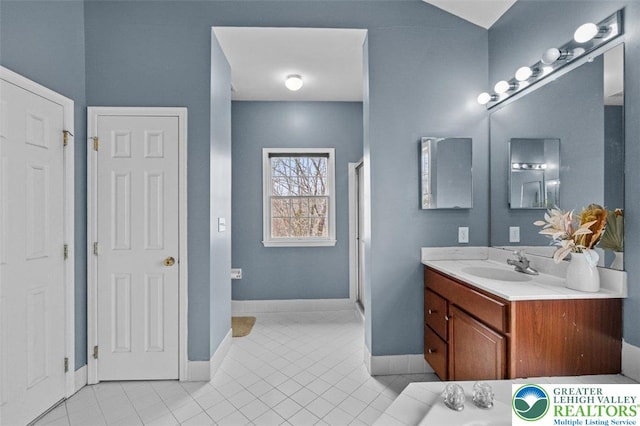 255 Rising Meadow Way E, Stroudsburg, PA 18302 - full bath with vanity, a stall shower, and tile patterned flooring
