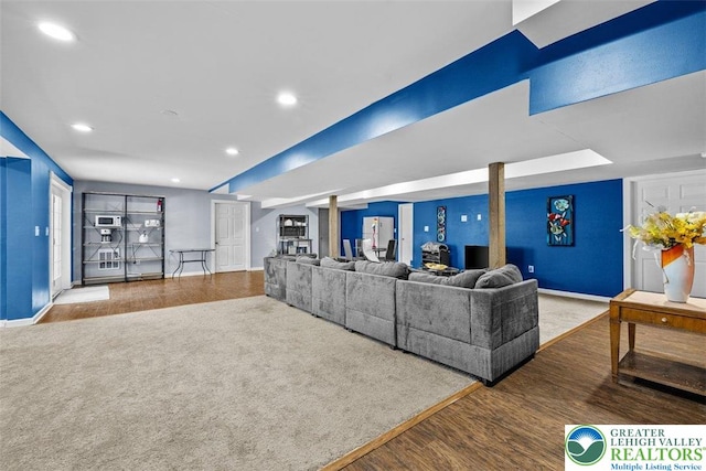 255 Rising Meadow Way E, Stroudsburg, PA 18302 - living area featuring recessed lighting and wood finished floors