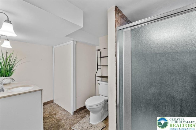255 Rising Meadow Way E, Stroudsburg, PA 18302 - bathroom featuring a shower with door and vanity