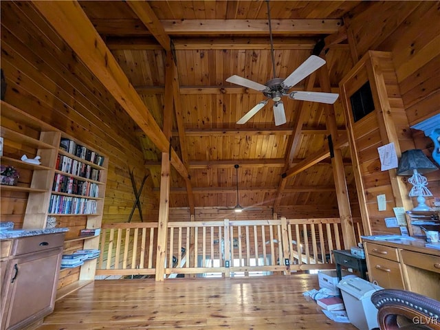 2533 Williams Rd, Moore Twp, PA 18014 - misc room with ceiling fan, hardwood / wood-style flooring, and wooden ceiling