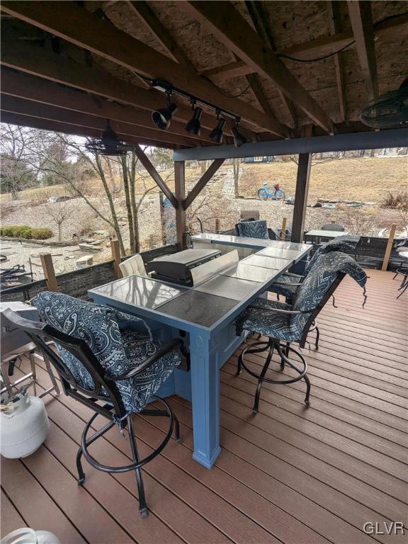 2533 Williams Rd, Moore Twp, PA 18014 - wooden terrace featuring outdoor dining space