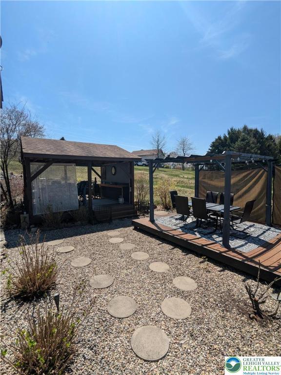 2533 Williams Rd, Moore Twp, PA 18014 - view of yard with a wooden deck and outdoor dining space