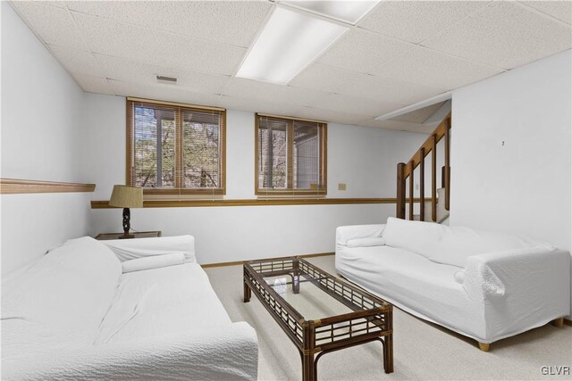 367 Saunders Dr, Lehman Twp, PA 18324 - carpeted living area with a drop ceiling