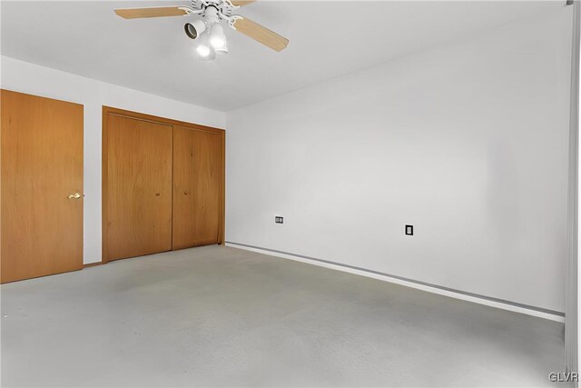 367 Saunders Dr, Lehman Twp, PA 18324 - unfurnished bedroom featuring finished concrete floors and ceiling fan