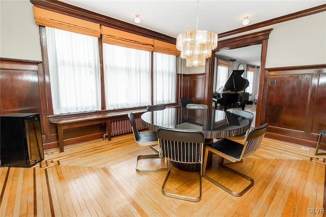 1527 W Turner St, Allentown City, PA 18102 - dining room with a chandelier, crown molding, and radiator