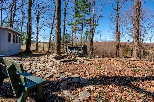 view of yard featuring an outdoor structure