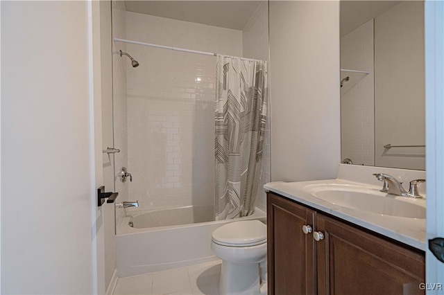 4085 Fritz Pl S, Whitehall Twp, PA 18104 - bathroom with toilet, vanity, shower / bathtub combination with curtain, and tile patterned flooring