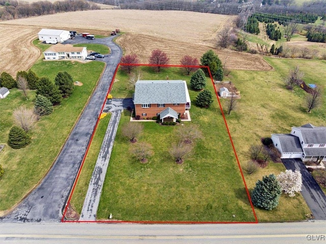 bird's eye view featuring a rural view