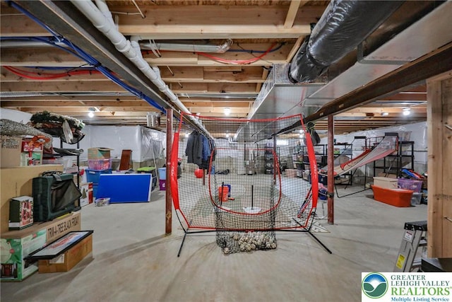view of unfinished basement
